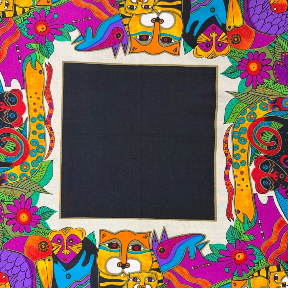 Laurel‎ Burch Vintage Silk Scarf Jungle Animals The Honey Collection Square 20" - Picture 2 of 11